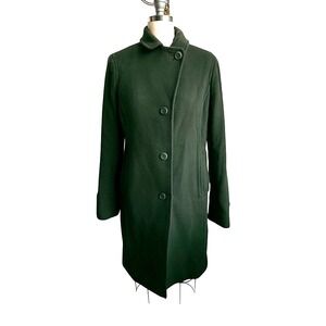LL‎ Bean Vintage Forest Green Lambswool Long Coat Thinsulate Lined Womens Size 8